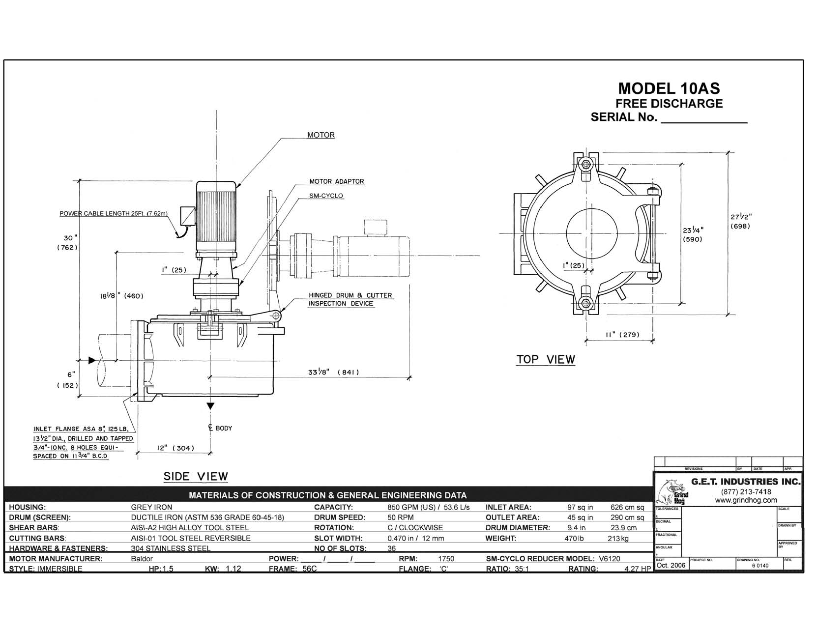 Model 10AS Immersible Mechanical Detail