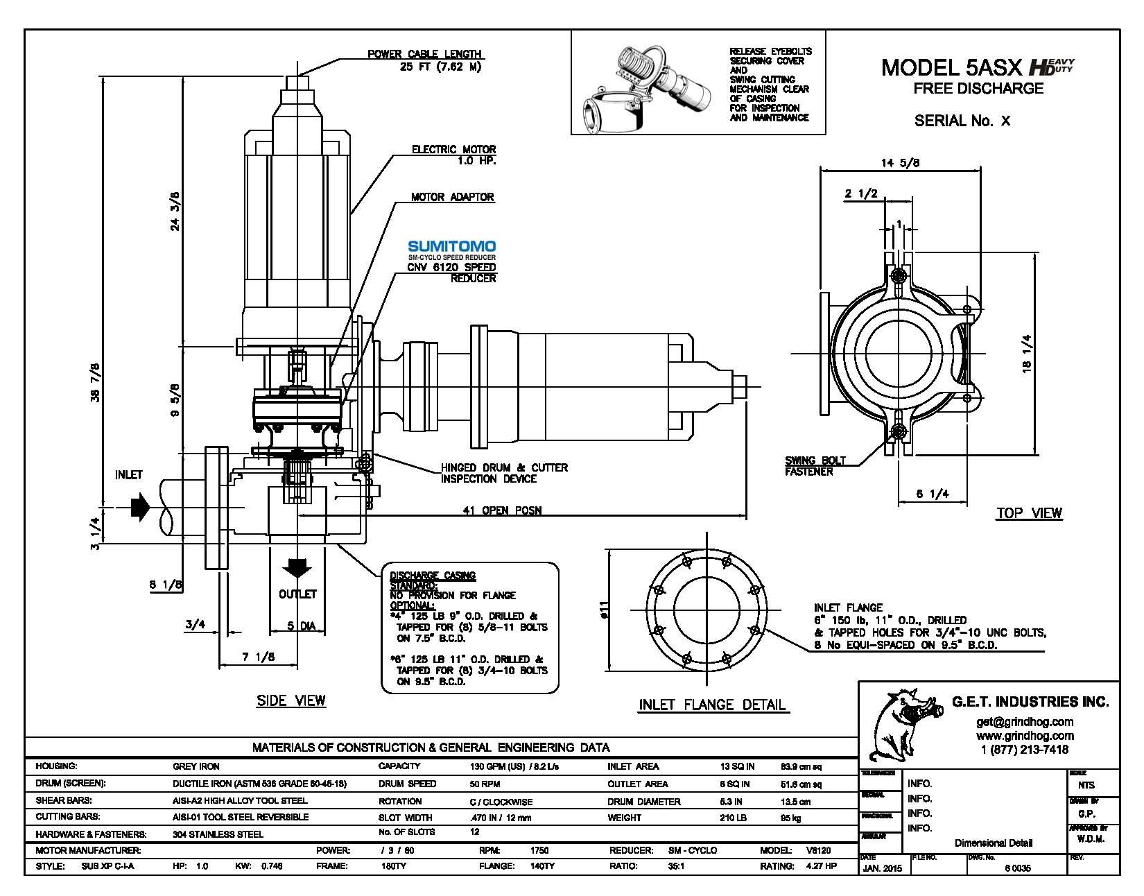 Model 5ASX Submersible XP Mechanical Detail
