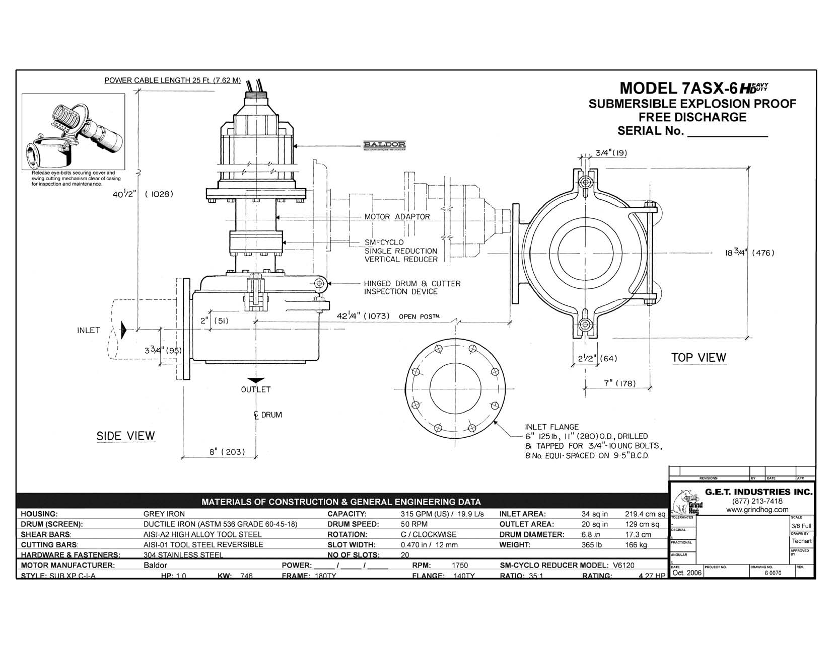 Model 7ASX-6 Submersible SX Mechanical Detail