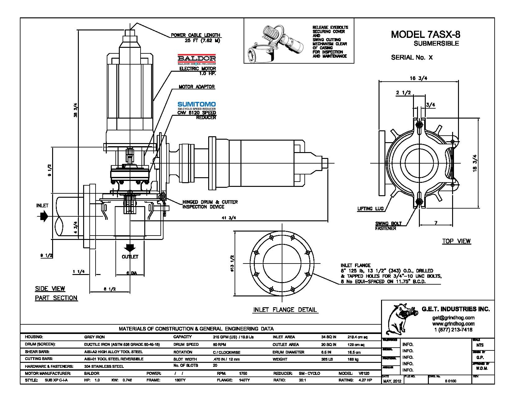 Model 7ASX-8 Submersible SX Mechanical Detail