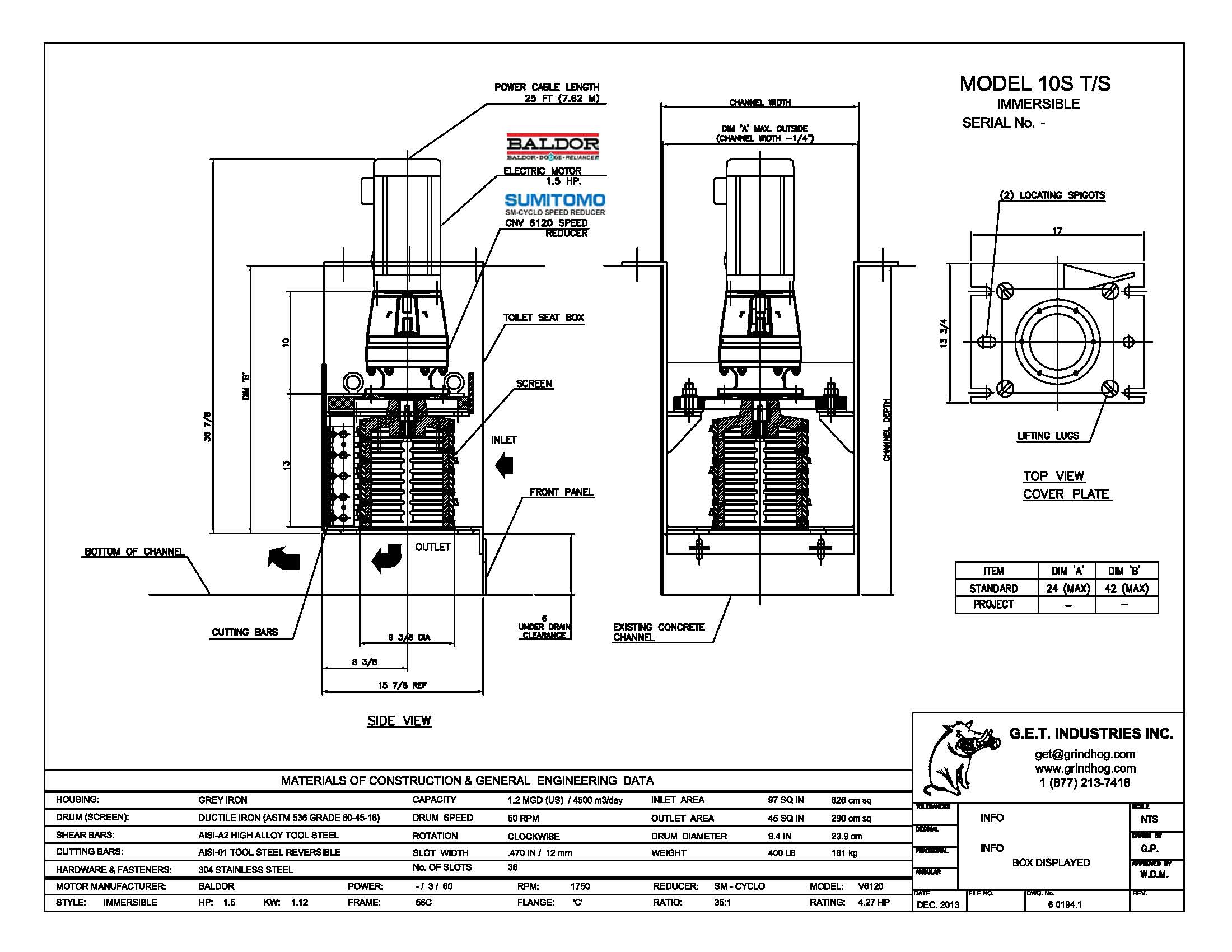 Model 10S T/S Immersible Mechanical Detail