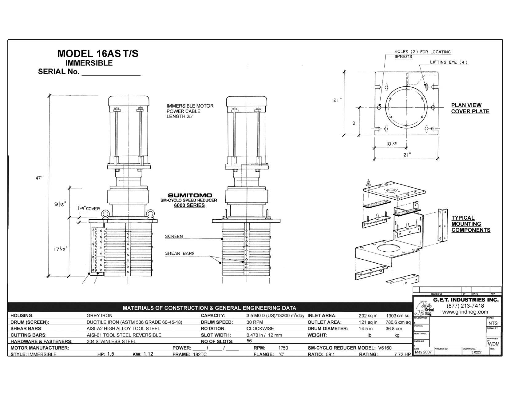 Model 16AS T/S Immersible Mechanical Detail
