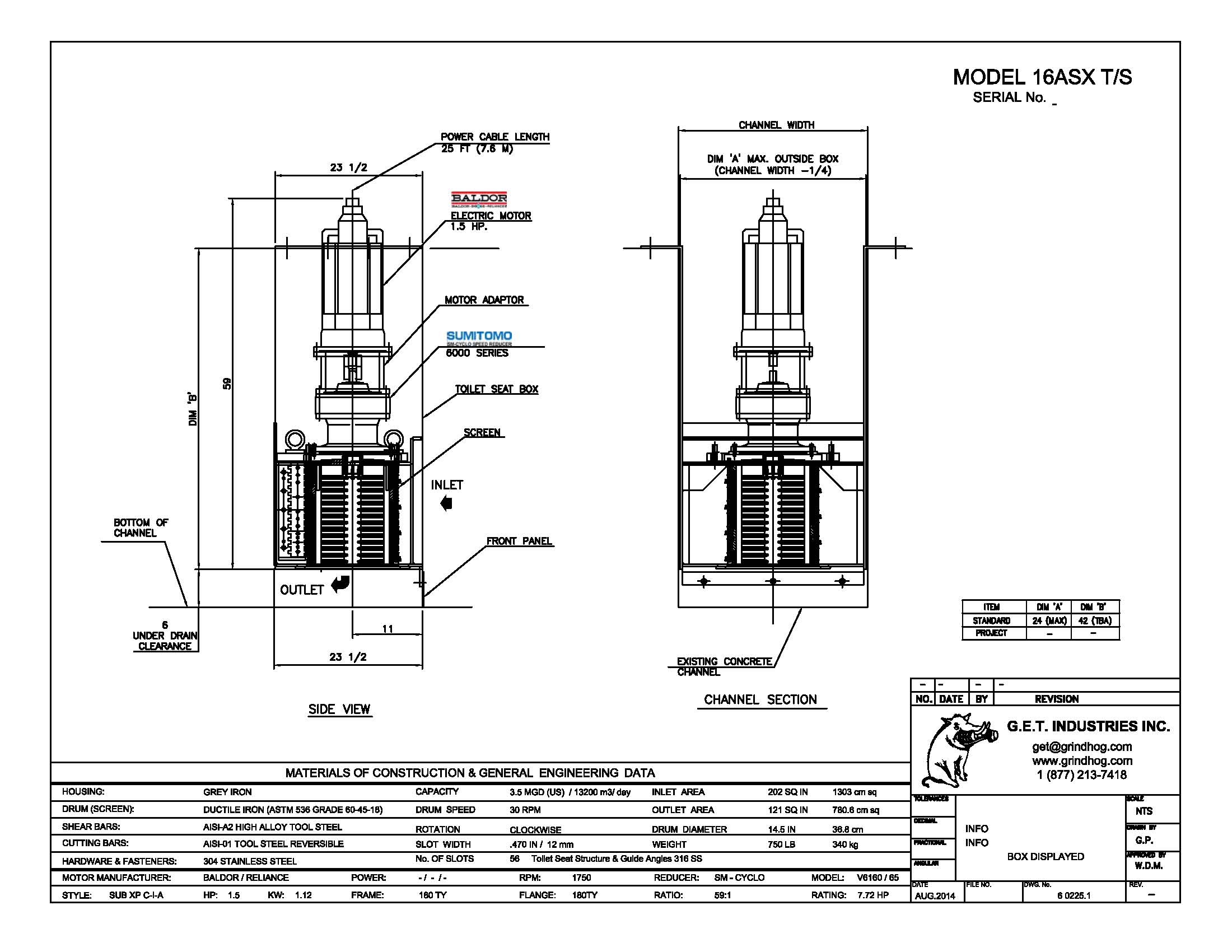 Model 16ASX T/S Submersible SX Mechanical Detail