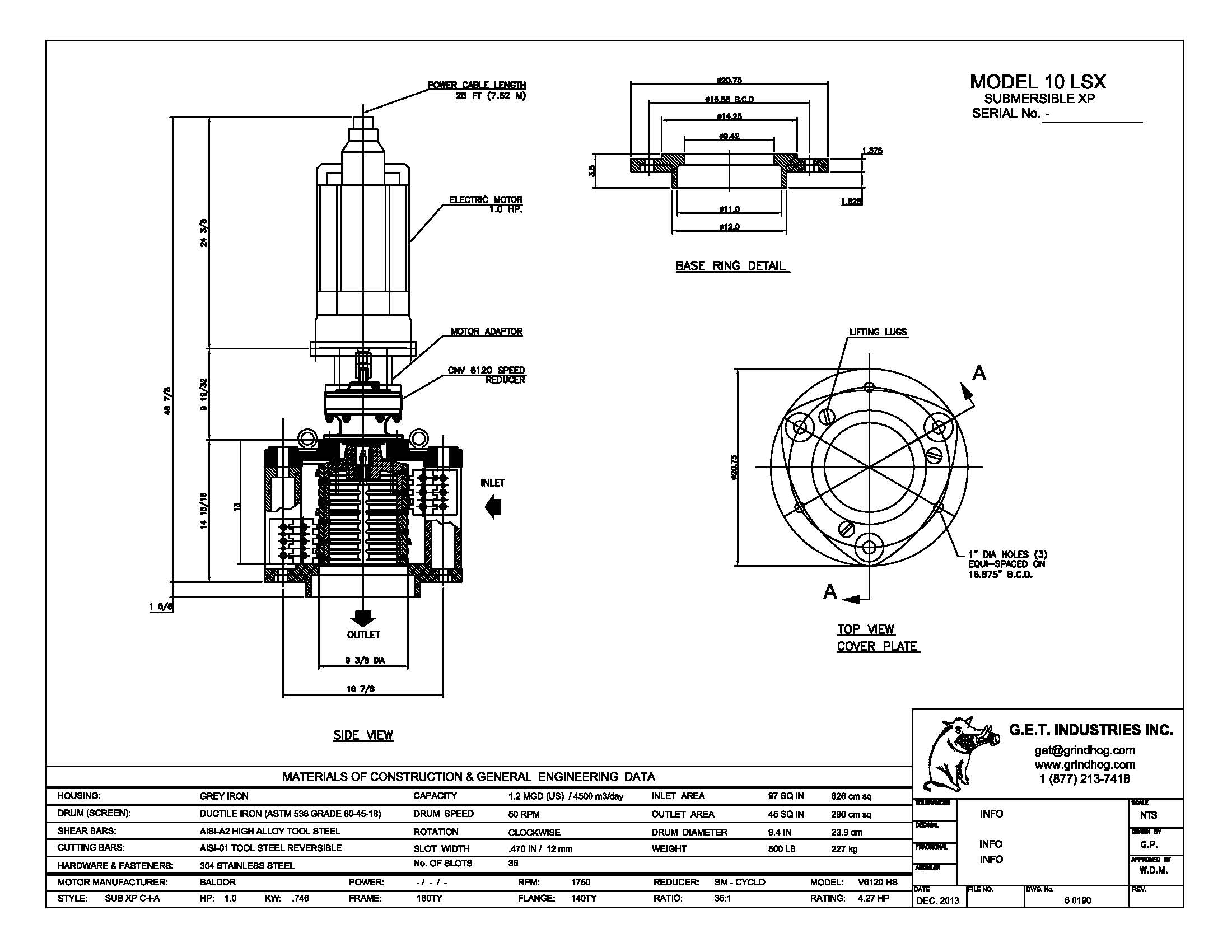 Model 10LSX Submersible SX Mechanical Detail