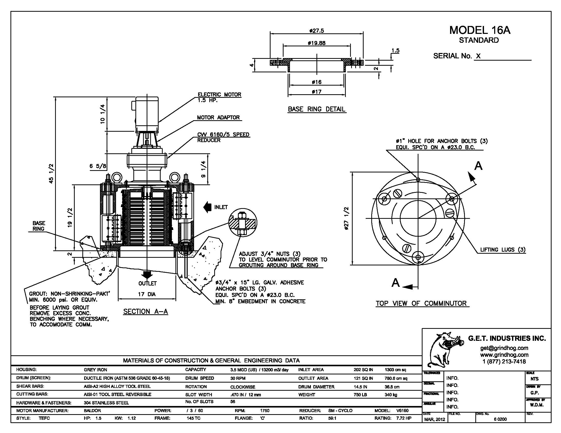 Model 16A Standard Mechanical Detail