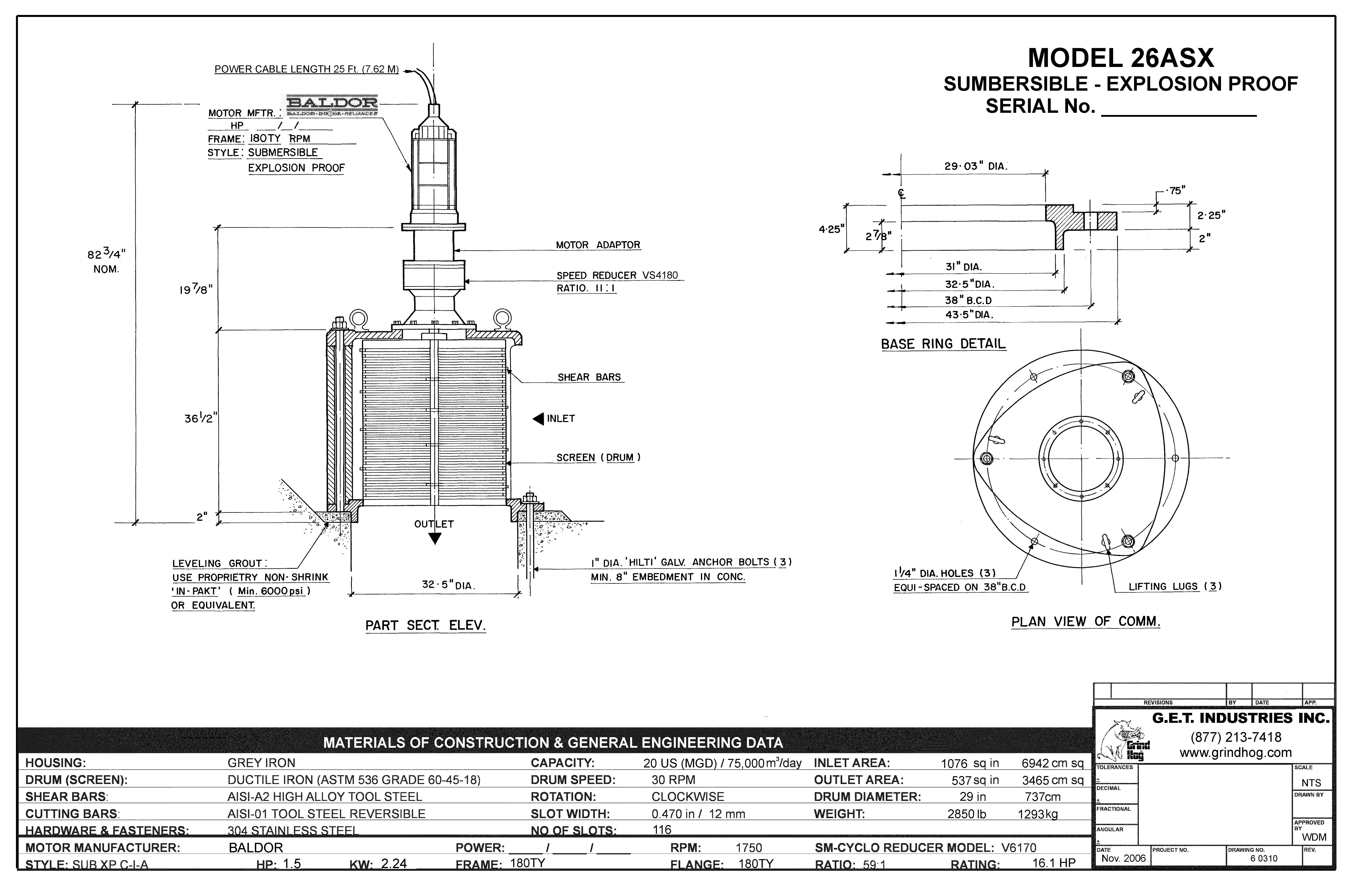 Model 26ASX Submersible SX Mechanical Detail